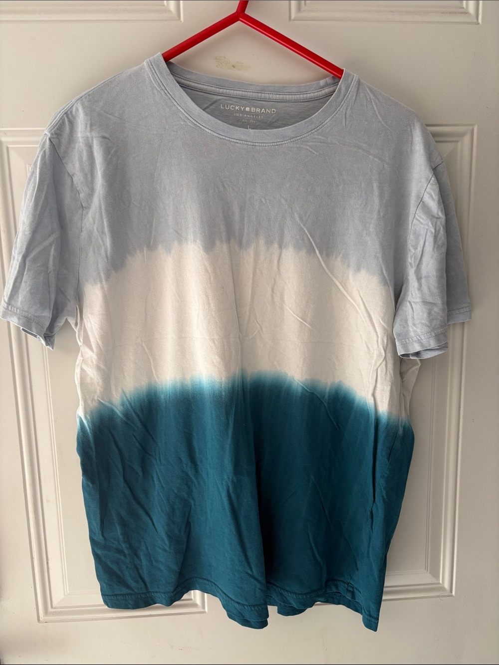 Lucky Brand Blue, Teal & White Ombre Tie-Dye Tee